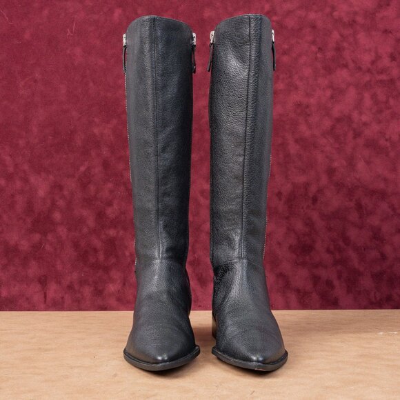 Linea Paolo Women Jackie Dress Office Black Leather Zip Fashion Tall Boots 9 - Picture 3 of 10